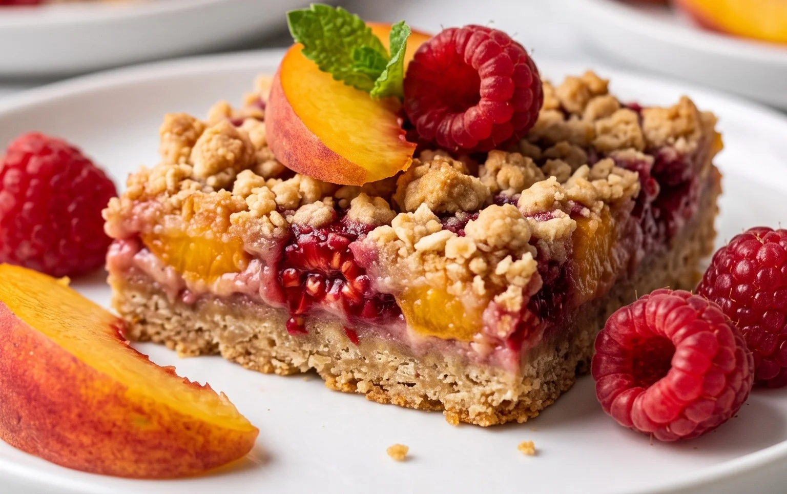 Peach & Raspberry Crumb Bars