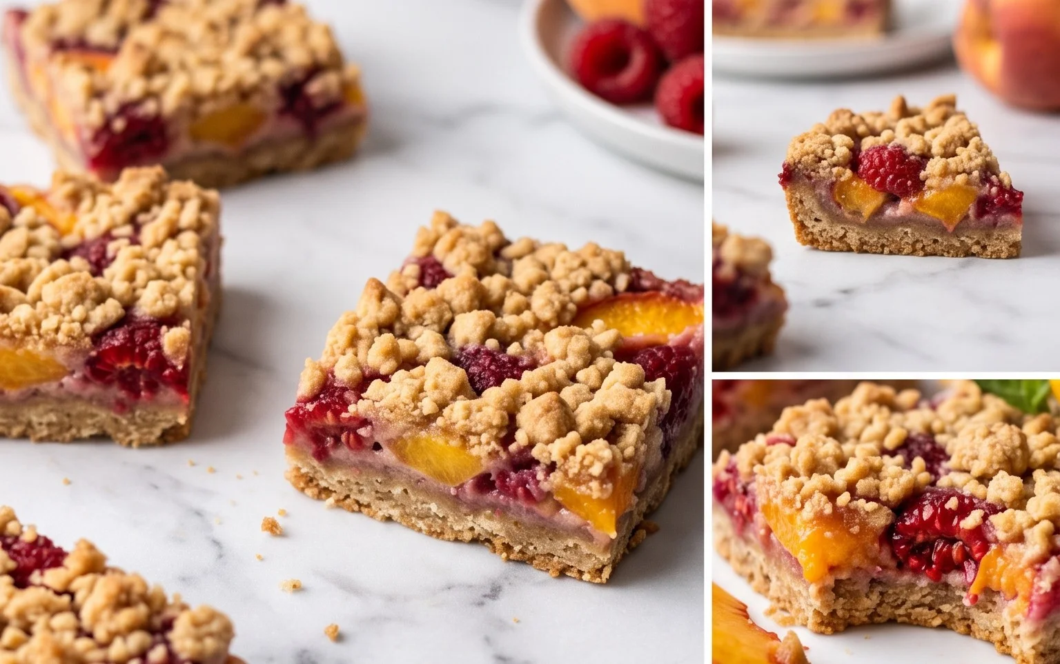 Pfirsich-Himbeer Streusel Riegel: Saftig & Knusprig
